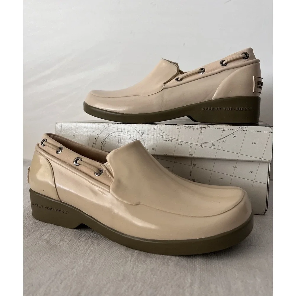 Sperry GET WET Boat Deck Shoes Women 6M Cream Rubber Clogs 9239849 NEW BOX Vtg
